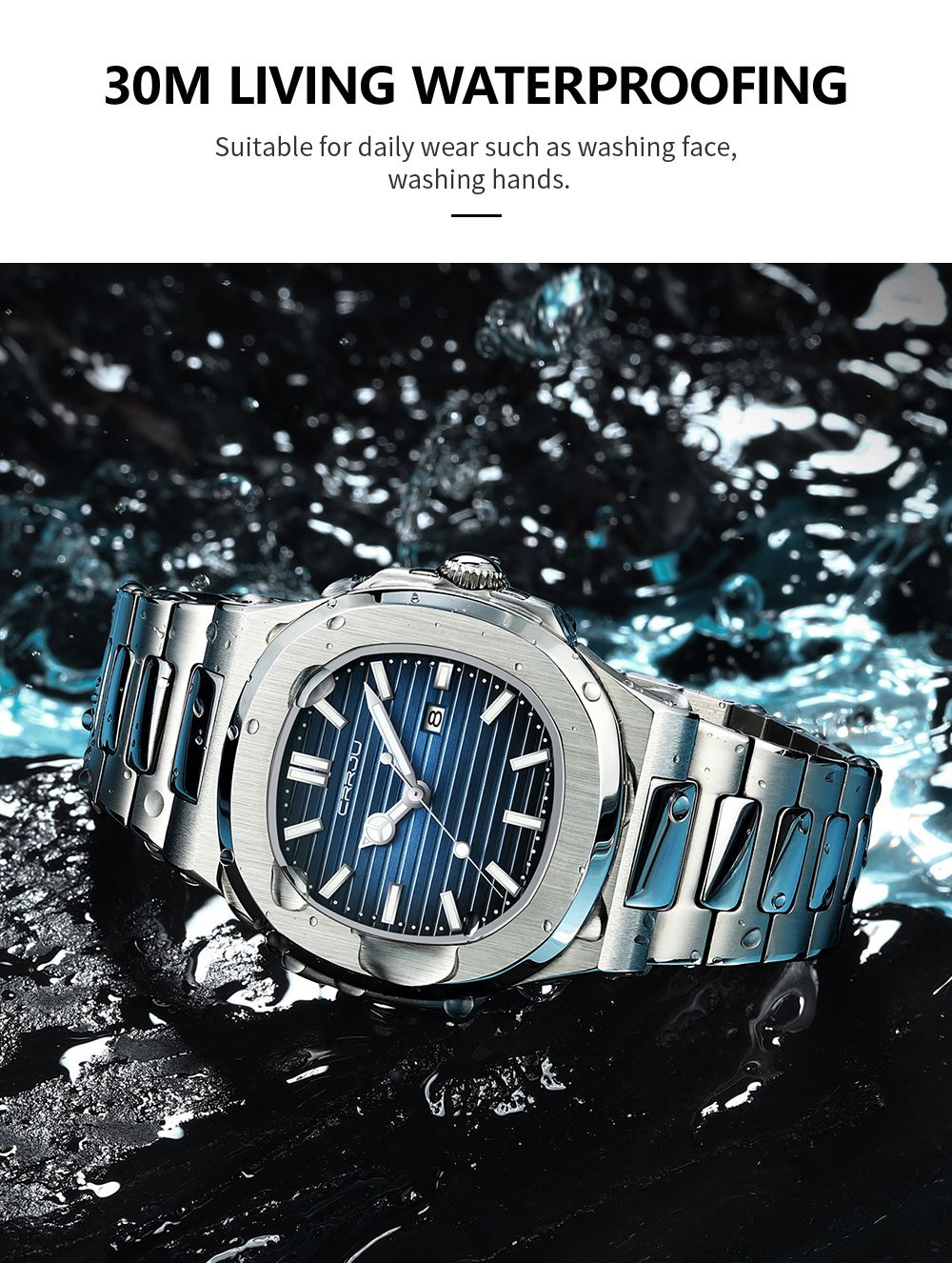 CRRJU  Men Watch 2024 Luxury Top Brand Quartz Watches Business Simple Ultra Thin Luminous Wristwatch Men's Clock Reloj Hombre