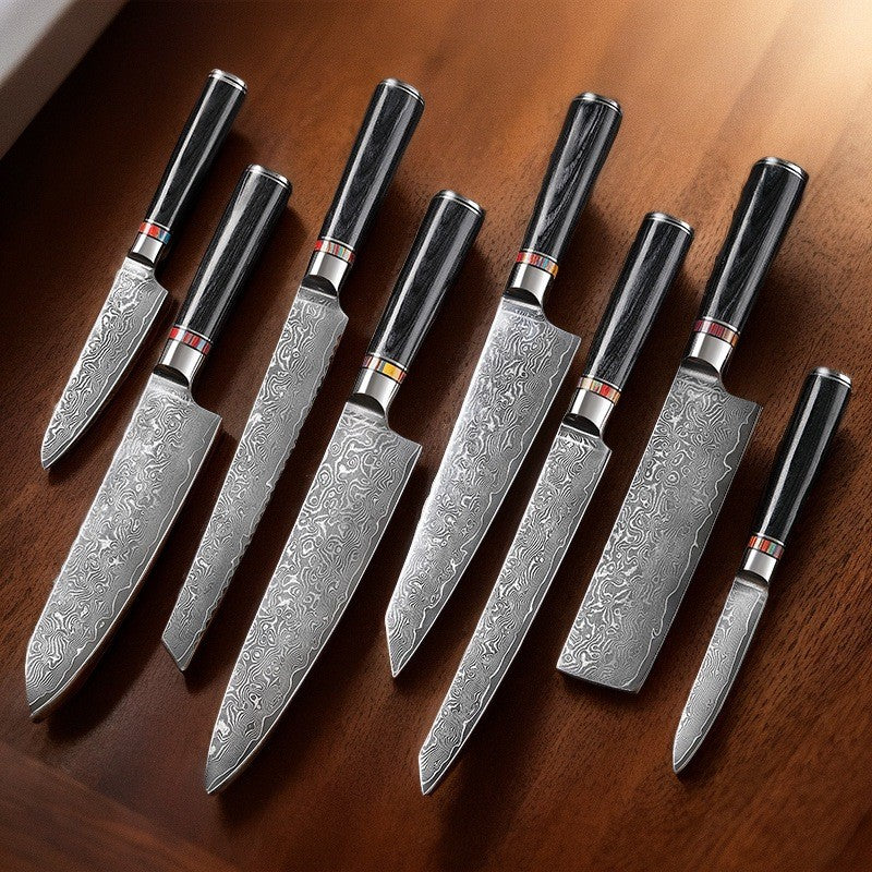 Conjunto de Facas de Cozinha de Aço Damasco Forjado para Arte 1-8 pçs Faca de Cozinha Profissional de Hotel para Fatiar e Cortar Utensílios de Cozinha Premium