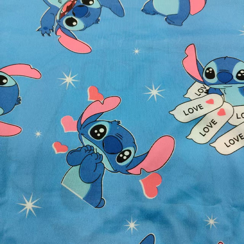 2pcs Stitch Printed Pajama Set for Kids, Long Sleeve Top & Pants, Round Neck, Stitch Home Wear Set for Boys and Girls