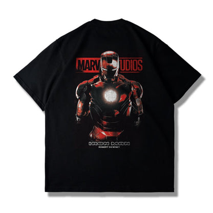 Meichao Marvel Joint Iron Man Men's T-shirt Pure Cotton Women's Short-sleeved Harajuku Stylish Daily Casual Summer Top Unisex