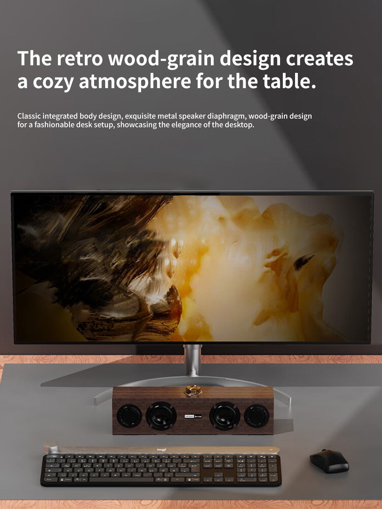 Caixa de som Lenovo C02 multimídia Bluetooth com fio/Bluetooth dual-mode retrô universal para TV, computador e celular com subwoofer