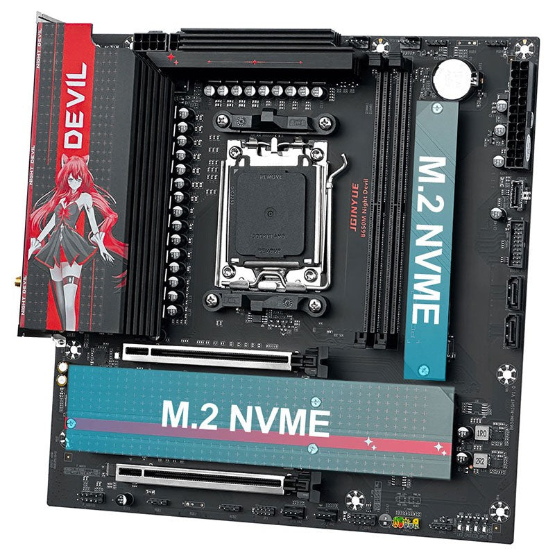 Placa-mãe AM5 DDR5 96GB GAMING Chipset AMD B650 WiFi 6 PCIe 4.0 3x M.2 USB 3.2 Tipo-C 9000MHz para AMD Ryzen 7 9700X, Micro ATX