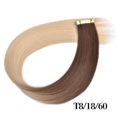 Apliques de Cabelo Sintético Liso com Fita Adesiva 10 Peças Extensão de Cabelo Natural 24 polegadas para Mulheres Invisível Dupla Face Estilo Livre