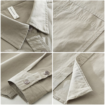 100% Cotton Long Sleeve Shirt for Men Clothing Multi-pockets Versatile Streetwear 2025 Autumn New Casual Cargo Mens Shirt