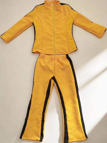 Halloween Kids Yellow Striped Tracksuit Cosplay Outfit Girls Party Costume Set