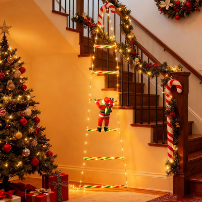 Santa Claus Ladder Light String, Suitable for Christmas Party Decoration, Christmas Lighting Decoration, Garden Decoration