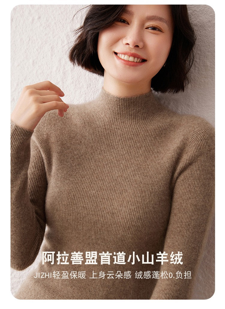 New women's sweater 100% pure cashmere high neck knitted pullover Korean version slim fit hot selling fashionable sweater