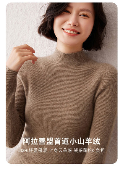 New women's sweater 100% pure cashmere high neck knitted pullover Korean version slim fit hot selling fashionable sweater