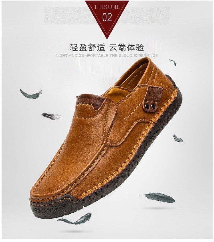 Novos Sapatos Masculinos de Couro Feitos à Mão Casuais Confortáveis Mocassins Masculinos de Couro Slip On Sapatilhas Masculinas Venda Quente Calçados para Caminhada ao Ar Livre
