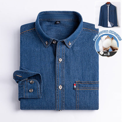 Brand Elastic Cotton Denim Shirt Men Long Sleeve Quality Cowboy Shirts for Men Casual Slim Fit Mens Designer Clothing