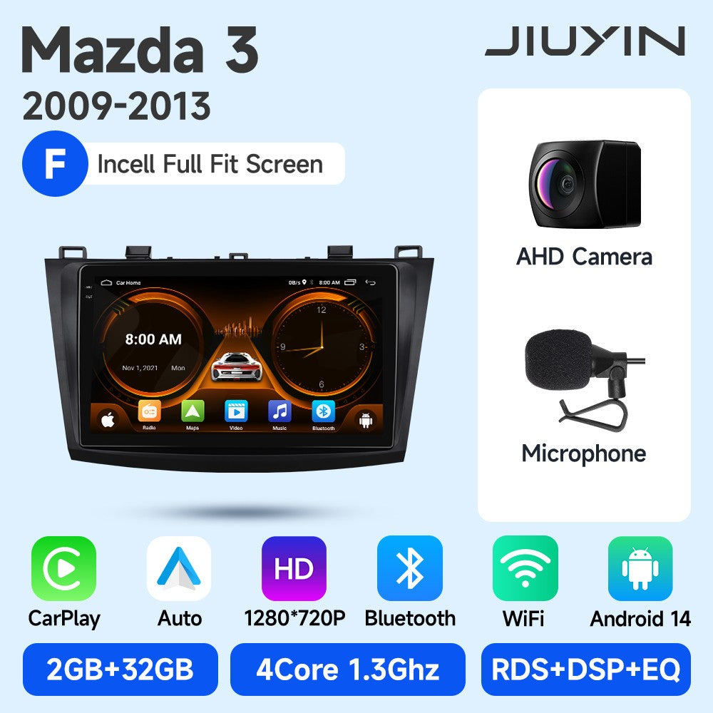 JIUYIN Rádio automotivo 2 Din para Mazda 3 2009 2010 2011 2012 2013 Android 13 Multimedia Player 4G GPS Navegação Carplay DVD Unidade Central
