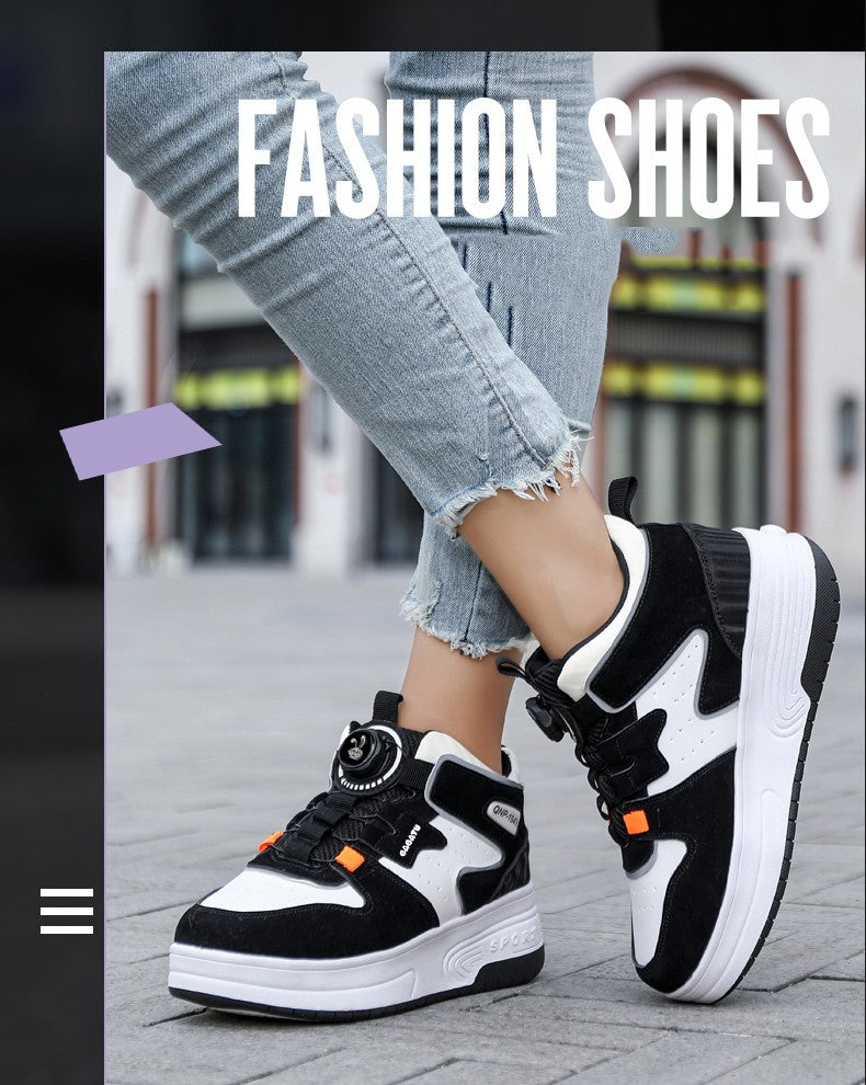 Children Junior Roller Skate Shoes Kids Sneakers with Two Boys Girls Wheels Shoes Running Adult Casual Boys Shoes size 31-42