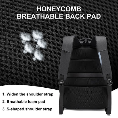 Men's 17.3 Inch Laptop Backpack for Travel College Backpack Waterproof Notebook Business Shoulder Bag With USB Charging Port