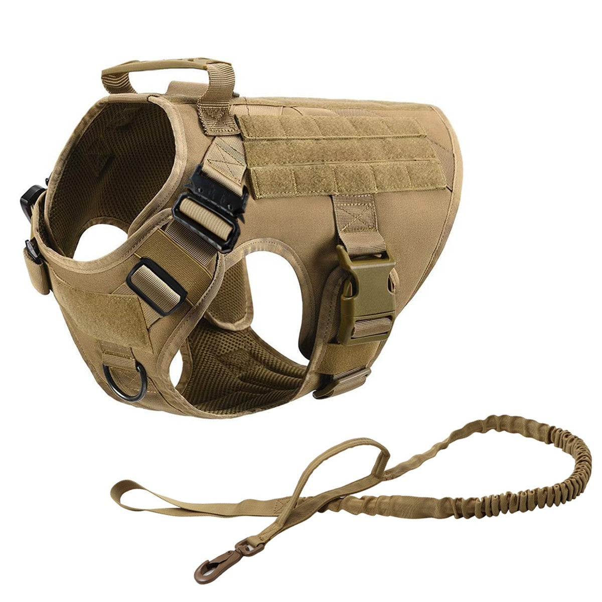 Coleira Peitoral Tática para Cães com Alça e Bolsas Molle para Cães de Porte Médio e Grande, Colete Militar de Treinamento para Pets, Coleira Ajustável para Cães de Serviço