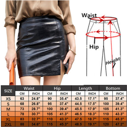 New Autumn Red Women's Crocodile Print PU Skirt,  Brown Small Stretch Slim Skirts.