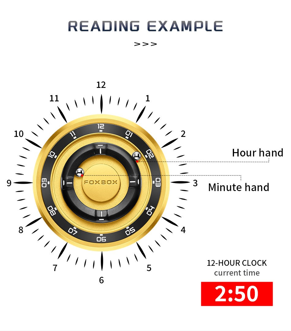 FOXBOX Fashion Unique Dial Man Watch Leather Casual Sports Srolling Bead Magnetic Force Waterproof Quartz Watches for Men Clocks