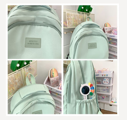 Schoolbags Student Japanese And Versatile Backpack Unisex Large-Capacity Backpack Girl Simple Polyester Material Doll Decoration