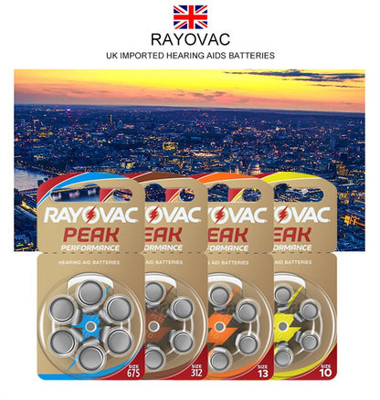 60Pcs Hearing Aid Batteries 10 A10 ZA10 10A P10 PR70 Rayovac Peak High Performance Zinc Air Battery For Mini Digital Hearing Aid