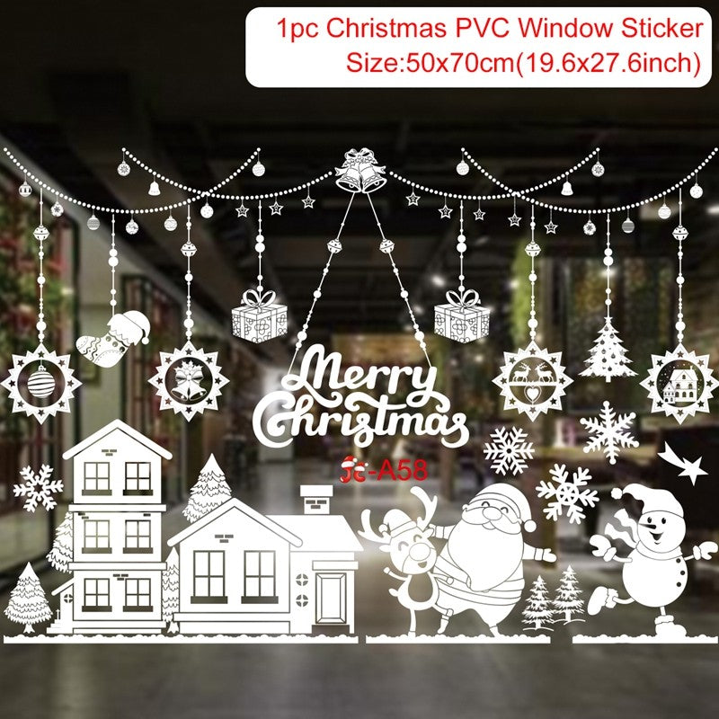 2025 Merry Christmas Wall Sticker Window Glass Merry Christmas Decor for Home Living Room Wall Decor 2026 Happy New Year Sticker