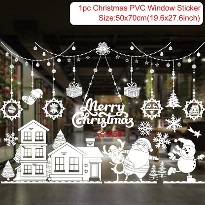2025 Merry Christmas Wall Sticker Window Glass Merry Christmas Decor for Home Living Room Wall Decor 2026 Happy New Year Sticker