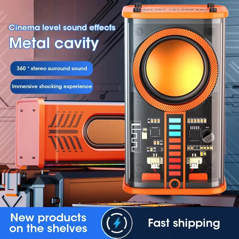 Loudspeaker Sound Box The Bass Transparent Wireless A36 Mecha Speakers Shake Speakers Audio Player Bluetooth Stereo Surround