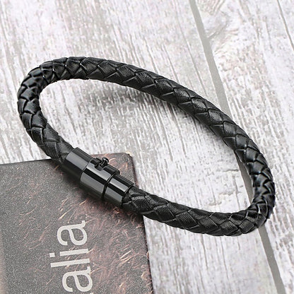 Mirbow Punk Vintage Masculino Pulseira Preta 6mm Redonda Trançada de Couro para Homens Mulheres Pulseiras da Moda Joias