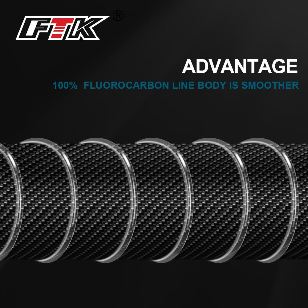 Linha de pesca FTK 100m 4.13-34.32LB Fluorcarbono Linha de Pesca de Iscas de Fibra de Carbono Leader Linha de Pesca com Mosca Linha Super Macia Pesca