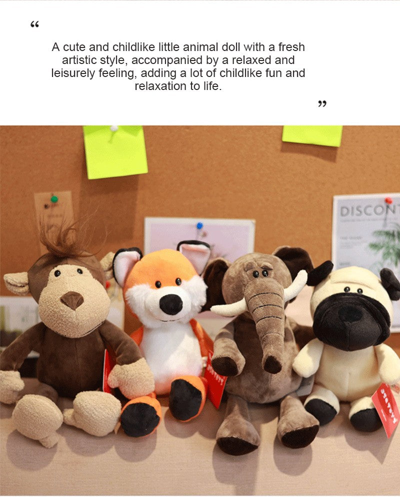 Brinquedos de Pelúcia de Animais da Selva Kawaii de 25CM, Cão, Zebra, Elefante, Leão, Raposa, Girafa, Brinquedos Infantis, Boneca, Presente de Aniversário