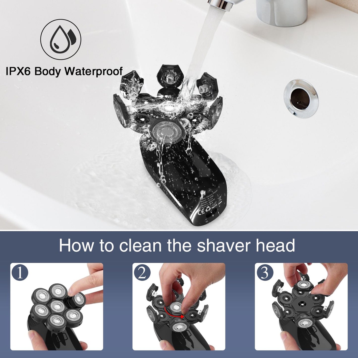 Kensen 5 In 1 Electric Shaver 7D Floating Cutter Head Rechargeable Shaver Kit For Men IPX6 Waterproof Beard Trimmer head shavers