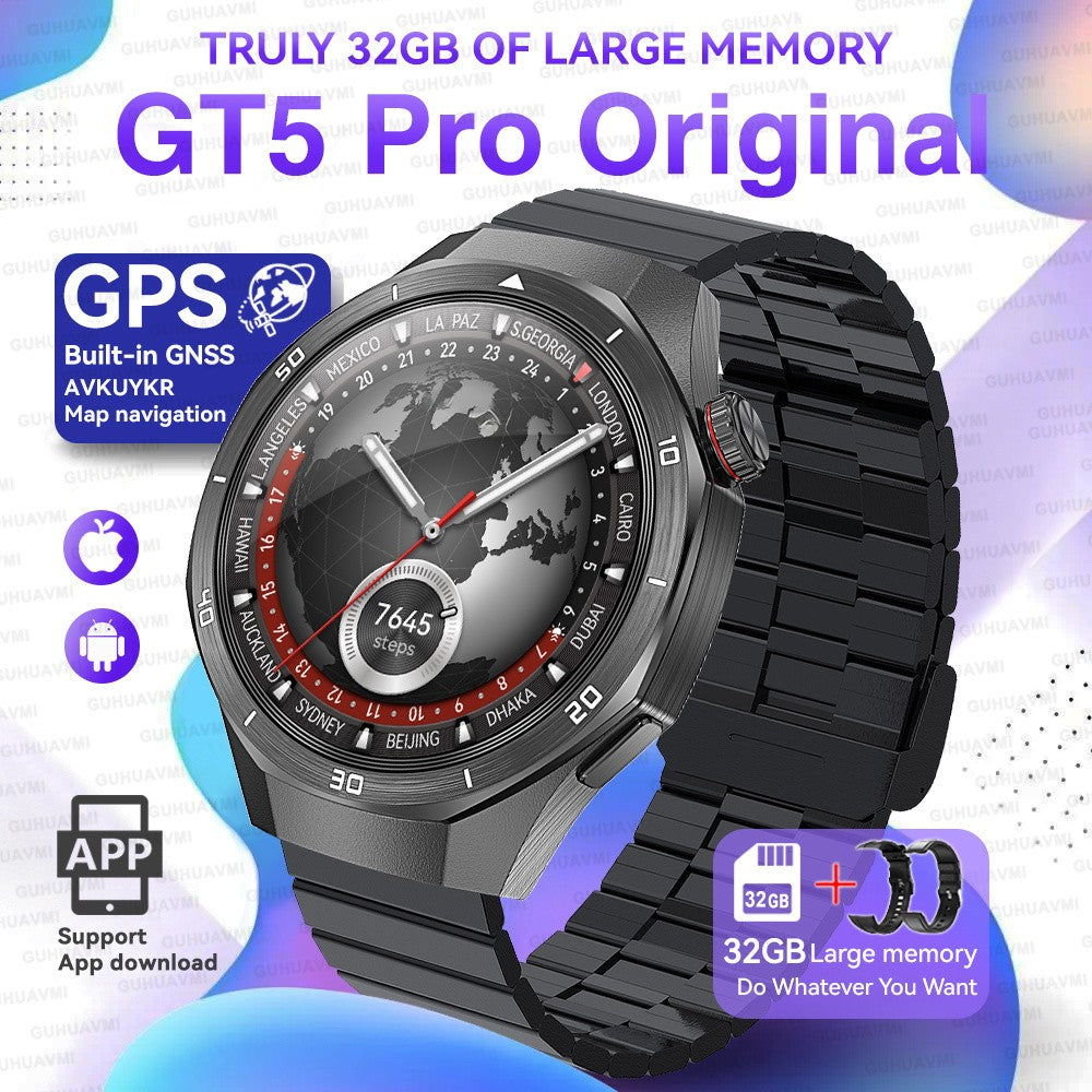 GT5 Pro Smart Watch Global Version 32GB Memory GPS navigation NFC Music Video play Call Titanium alloy Waterproof Smartwatch 5