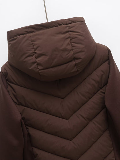 BSK&TRAF autumn and winter new women's hooded air cotton long-sleeved slim stitching light quilted down cotton jacket for women