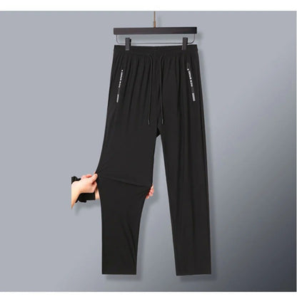 Ice Silk New Pants for Men's Summer Thin Style Sports Quick Dried Straight Leg Draping Wide Leg Pants Casual Long Pants for Men