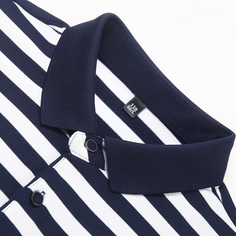 2024 Men's New Striped Cotton Business Casual Short sleeved POLO Shirt Fashion Short sleeved Comfortable and Breathable Top