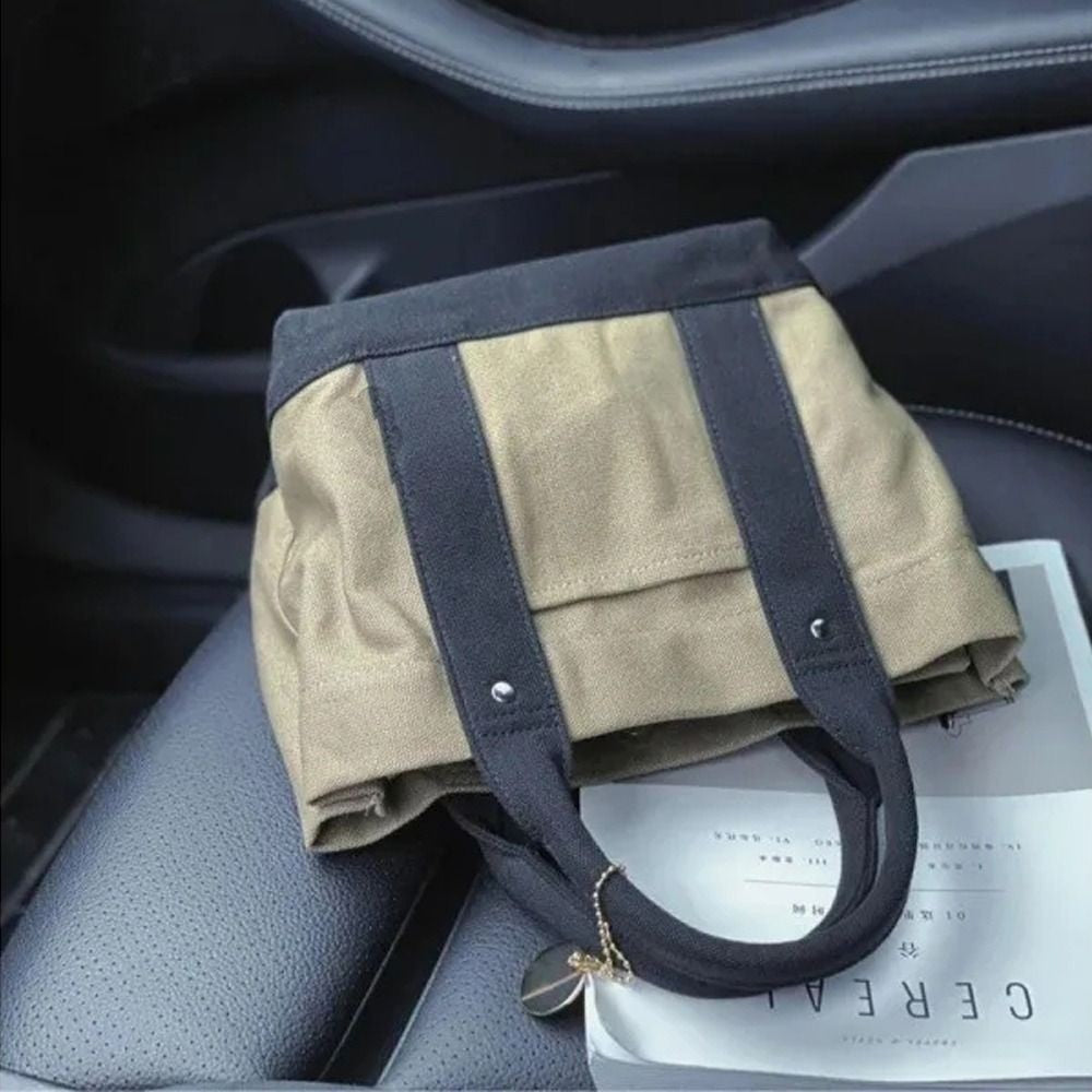 Lady Canvas Tote Bag Handbag Creative Large Capacity Multi Compartment Carrying Bag Student Book Pocket Travel Bag Grocery Bag