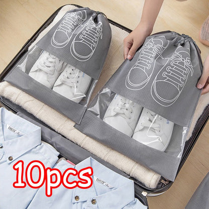 10/5pcs Shoes Storage Bags Closet Organizer Non-woven Travel Portable Bag Waterproof Pocket Clothing Classified Hanging Bag 2025