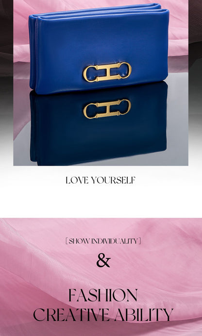 Fashionable Luxury Design 2024 Women's Solid Color Rectangular Handbag Business Party Letter Design Card Bag