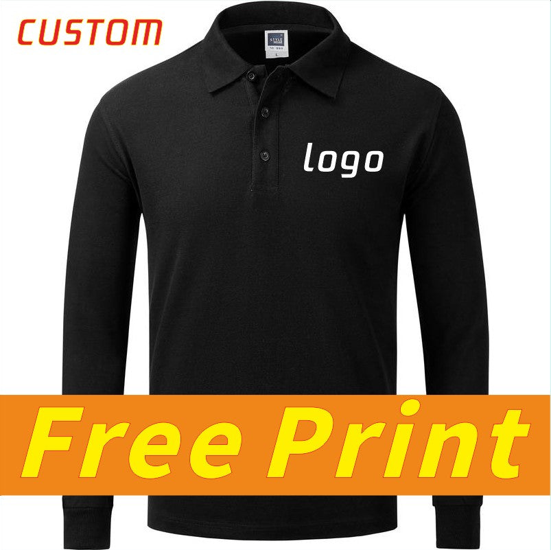 Leisure long sleeved POLO shirt custom autumn and spring long sleeved lapel t-shirt with printed logo and personalized design em