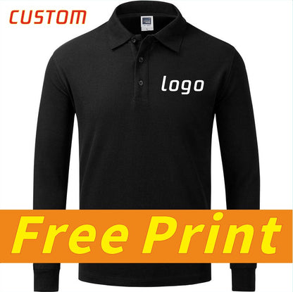 Leisure long sleeved POLO shirt custom autumn and spring long sleeved lapel t-shirt with printed logo and personalized design em