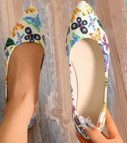 Women's Shoes Loafers Ballet Flats Pointed Toe Barefoot Slip-on Casual Flat Heel Comfortable Random Pattern Woman Shoe Size 43
