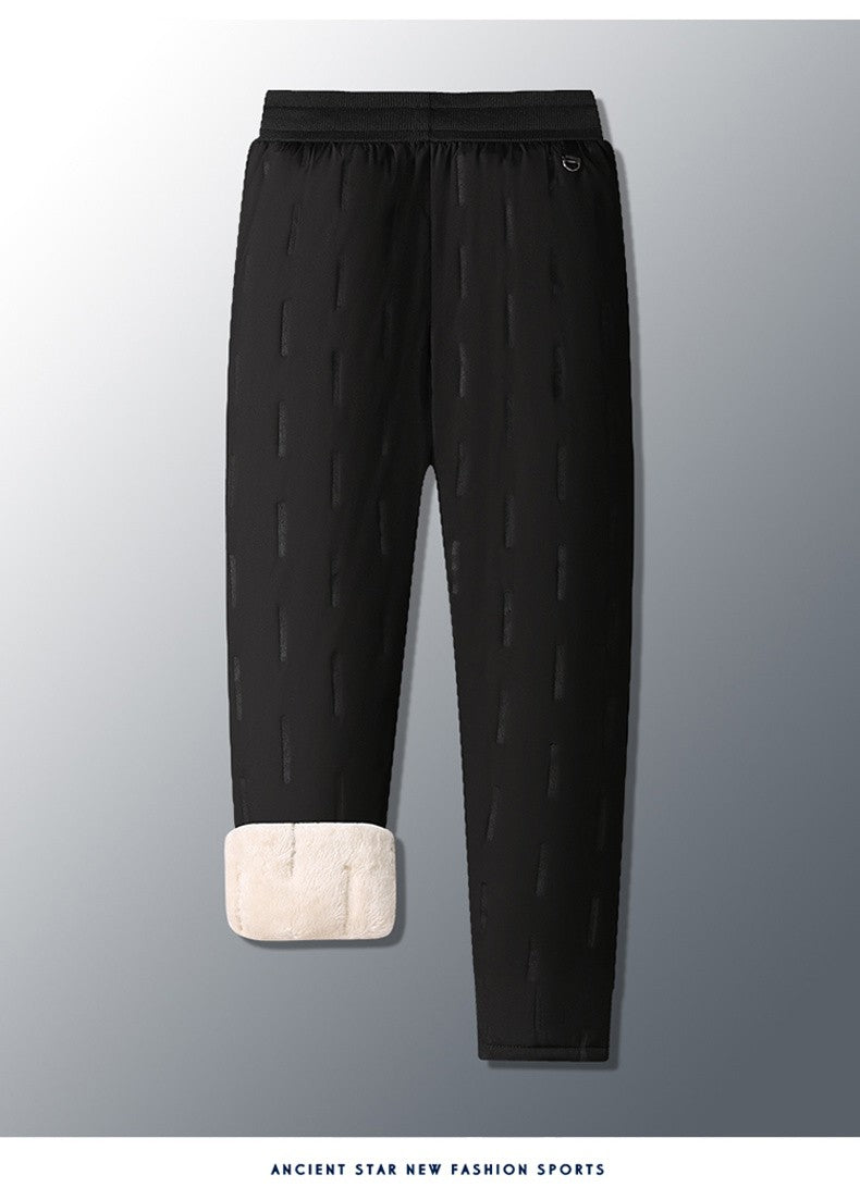 Calça Masculina de Algodão Acolchoada para o Inverno, Moda Masculina, Pelúcia Grossa, Lã, Calça Esportiva, 7XL, Casual, Impermeável, À Prova de Frio, Calça Masculina de Corrida para Baixo