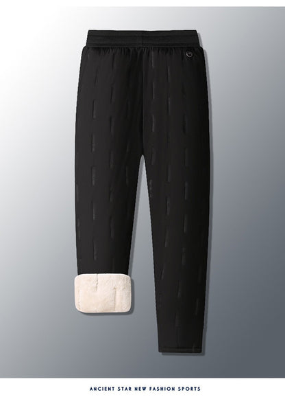 Calça Masculina de Algodão Acolchoada para o Inverno, Moda Masculina, Pelúcia Grossa, Lã, Calça Esportiva, 7XL, Casual, Impermeável, À Prova de Frio, Calça Masculina de Corrida para Baixo