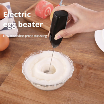 Batedor de Ovos Elétrico Espumador de Leite para Café Cozinha Doméstica Mini Mixer de Café com Leite e Chá em Aço Inoxidável
