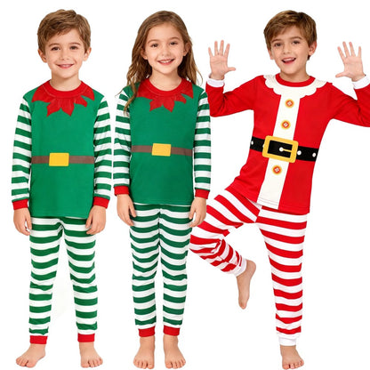 Children's Christmas Long Sleeve Pajama Sets Kids Elf and Santa Claus Sleepwear Boys Pijamas Baby Girls Pjs for Festive Xmas
