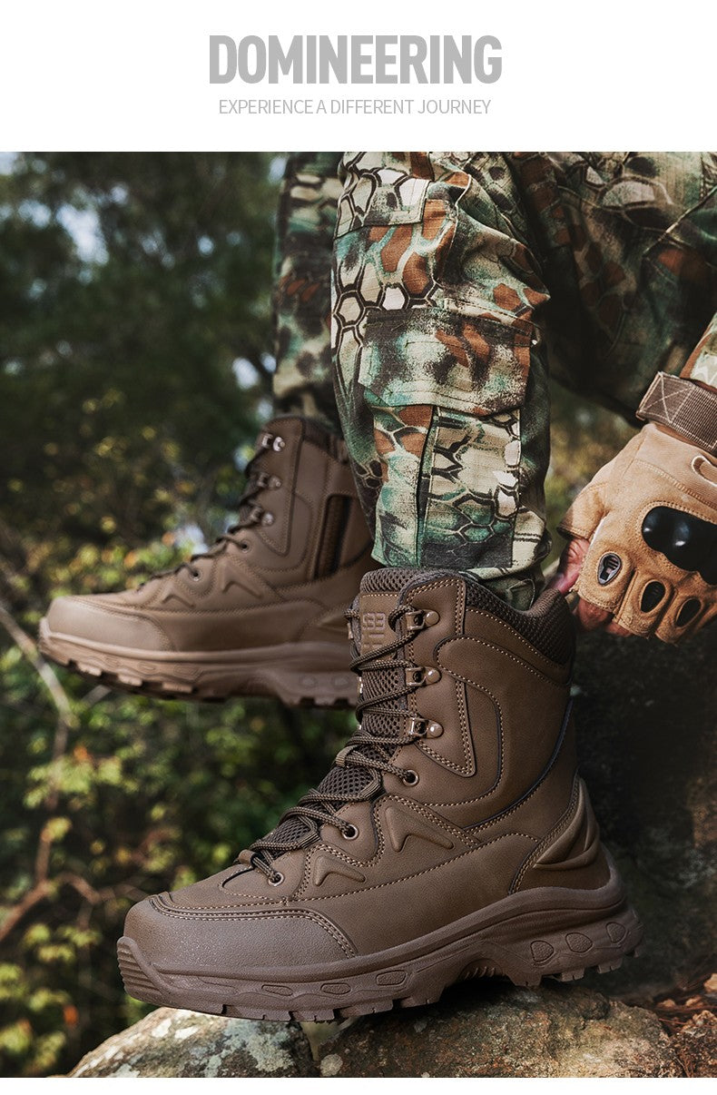 Botas masculinas de caminhada, combate ao ar livre, táticas casuais, versáteis e da moda