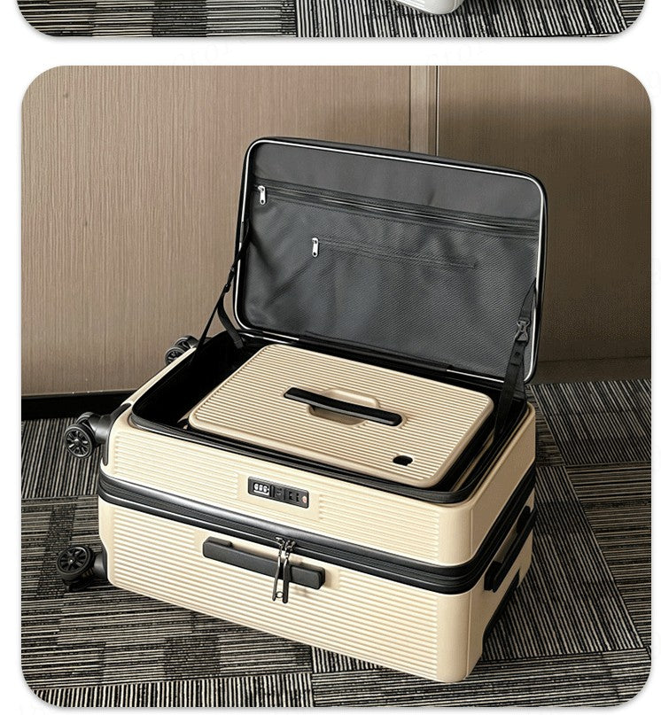 Nova Mala de Viagem com Abertura Lateral Grande Capacidade Bagagem 5 Rodas Antidesmoronamento Trolley Case 20 Polegadas Mala de Mão PC