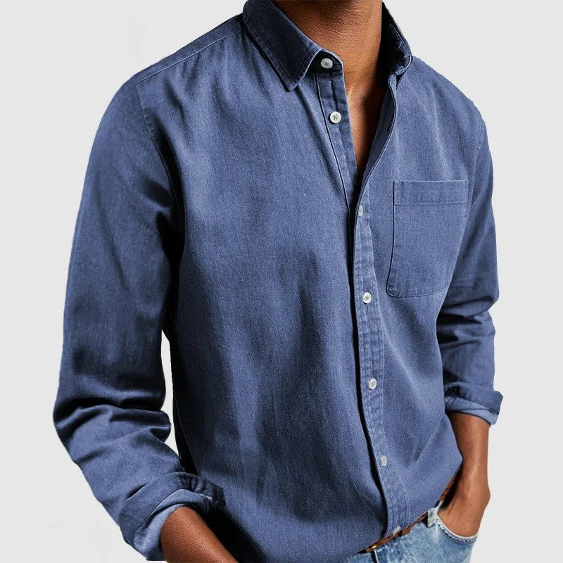 2025 New Spring Men's Shirt  Long Sleeve Turn-down Collar Designer Clothes Button Blouse Imitation Denim Shirts for Men