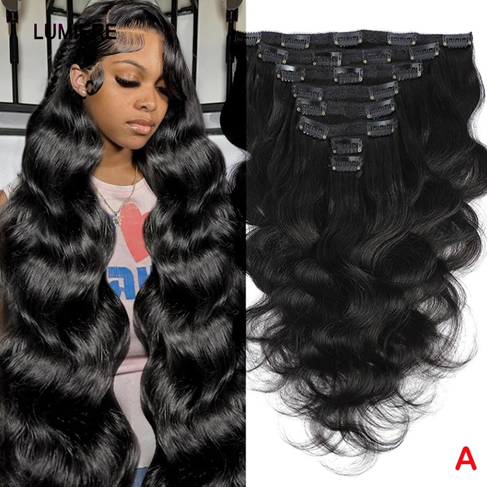 Extensões de Cabelo Cacheadas com Clipe Cabelo Humano Real 8 Peças 100% Cabelo Humano Virgem Cru com Clipe para Mulheres Cabelo Macio Natural 120g 20A