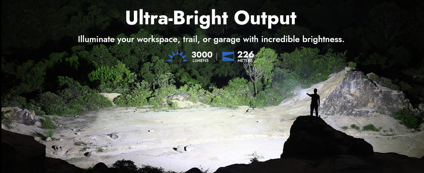 WUBEN L3 Flashlights High Lumens, 3000 Lumen Tactical Flashlight Rechargeable, Dual-Way Charging 7 Light Mode, IP68 Waterproof