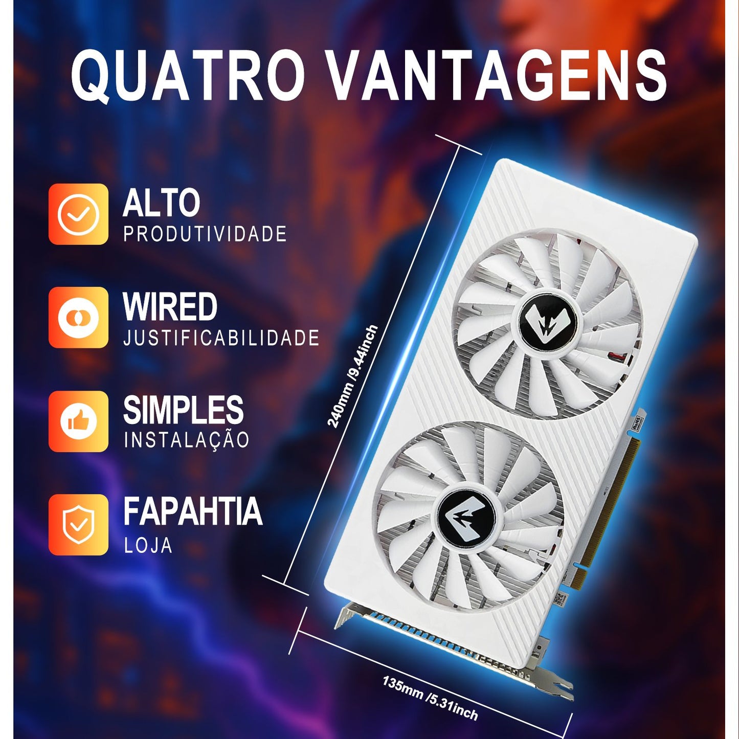 Placa de vídeo Soyo AMD Radeon RX580 8G GDDR5 256bit para jogos, componentes de computador desktop pcie3.0x16