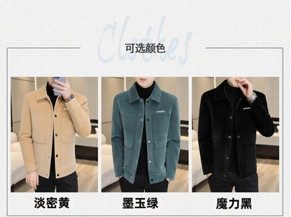 2022 Winter Wool Blends Jacket Plush Velvet and Short Thicken Trench Coat Casual Business Woolen Overcoat Social Men Clothing